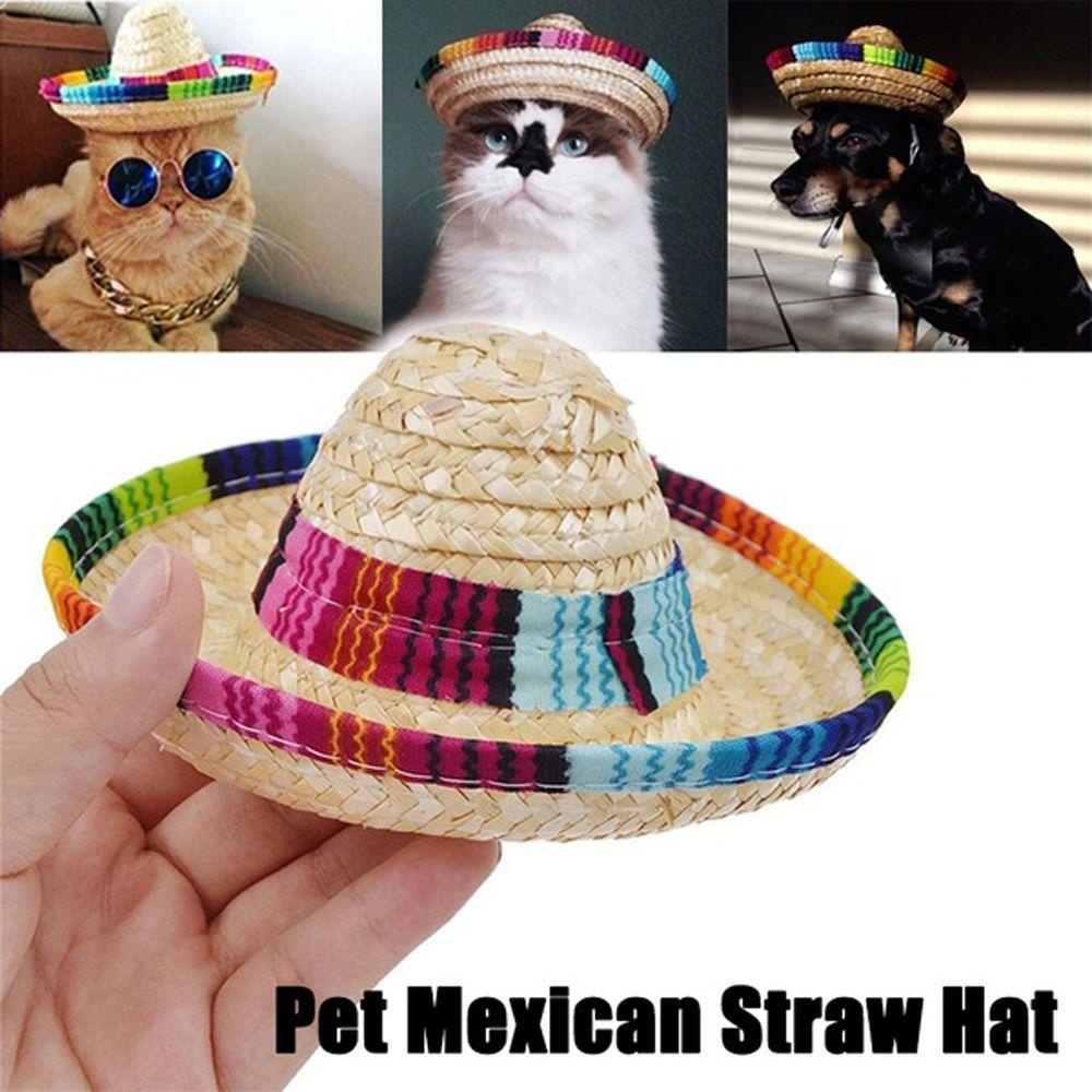 Mũ Rơm Đan Nhiều Màu Sắc Cho Thú Cưng Kat1