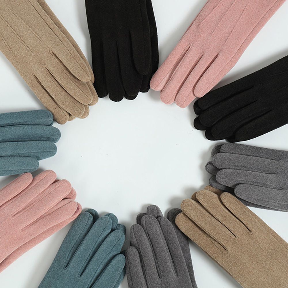 Găng tay giữ ấm mùa đông màu trơn có thể dùng màn hình cảm ứng cho nữ