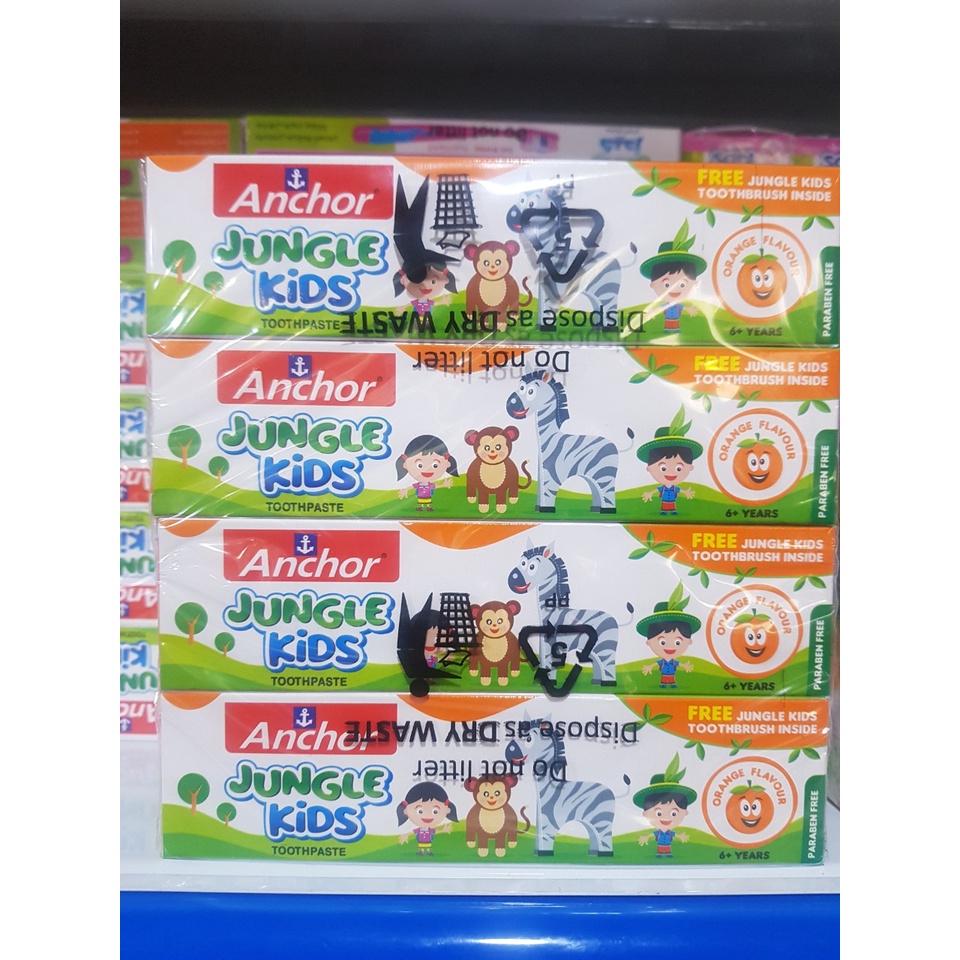 Kem đánh răng cho bé ANCHOR JUNGLE KIDS vị kẹo Gum - Tặng bàn chải