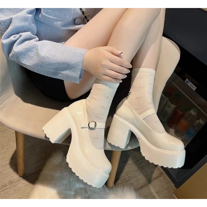 Giày Cao Gót 10CM Đế Dày Tăng Chiều Cao Thời Trang Công Sở Phong Cách Anh Quốc