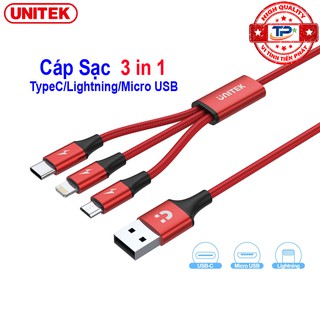 Cáp sạc điện thoại 3 trong 1 type-c / lightning / micro usb - unitek c4049rd dài 1.2m