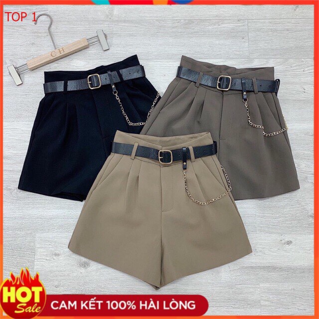 Quần Short Nữ Cạp Cao tôn dáng kèm đai