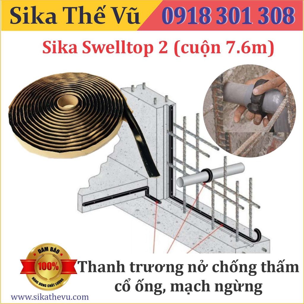 Sika - Băng trương nở chống thấm - Nhập khẩu Mỹ - Sika Swellstop 2 (cuộn 7.6m) SIKA THẾ VŨ