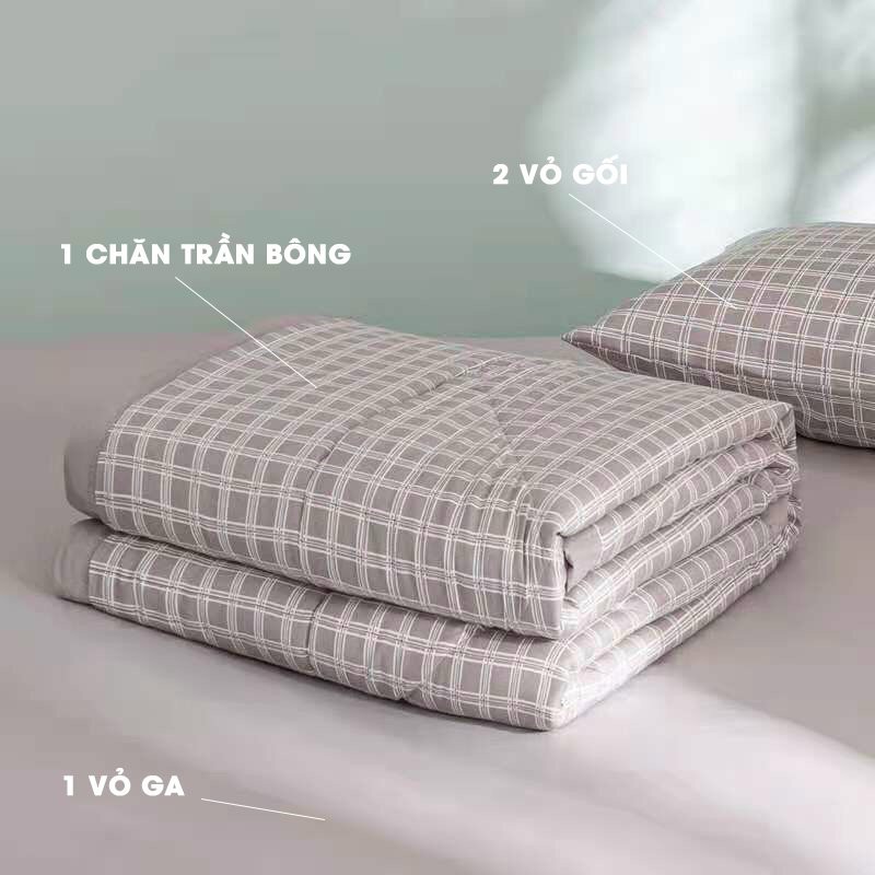 BỘ CHĂN GA GỐI COTTON ĐŨI Hàng VNXK Khô Thoáng Thấm Hút Mồ Hôi Tốt  Mabeding