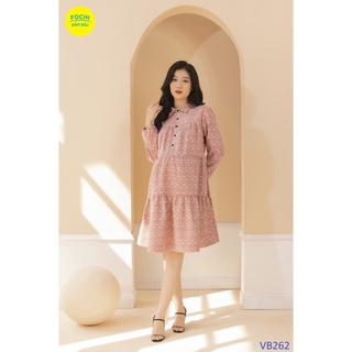 Váy bầu thu đông thiết kế dáng babydoll fochi, váy bầu hoa nhí chất nhung hàn cao cấp vb262