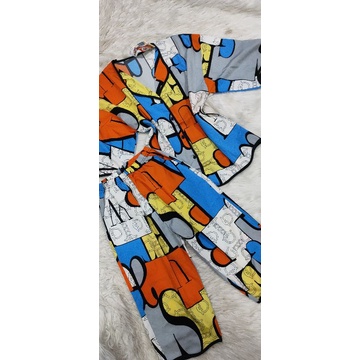 Bộ tay lỡ quần lửng lượn sóng vải lụa mango