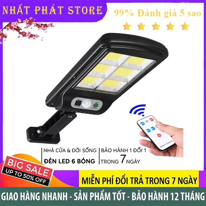 Đèn Năng Lượng Mặt Trời Solar Street Lamp 6 Bóng Led To Cảm Biến Chuyển Động, Kèm Điều Khiển Tắt Bật Từ Xa