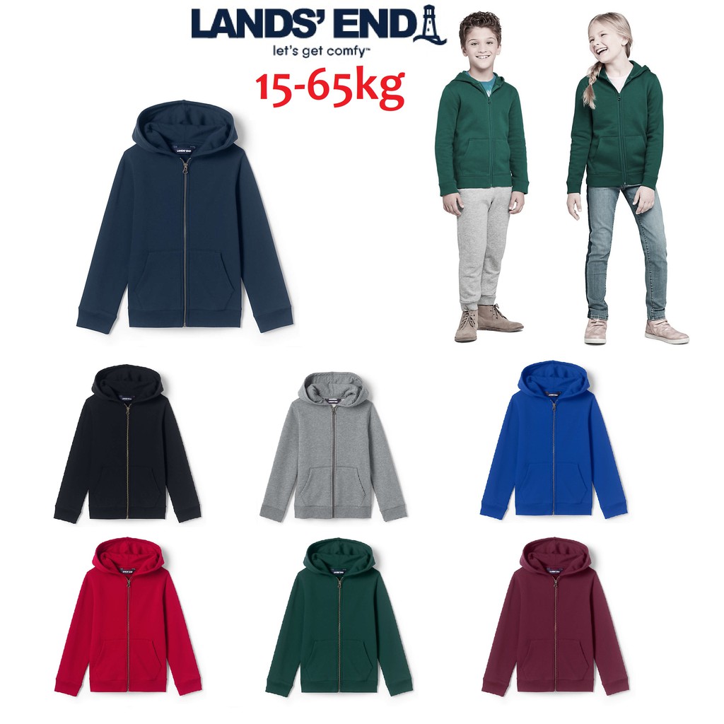 Áo khoác bé trai bé gái nỉ size đại Lands' End 4-20 tuổi (15-65kg) xuất dư xịn, màu trơn, kiểu dáng đơn giản