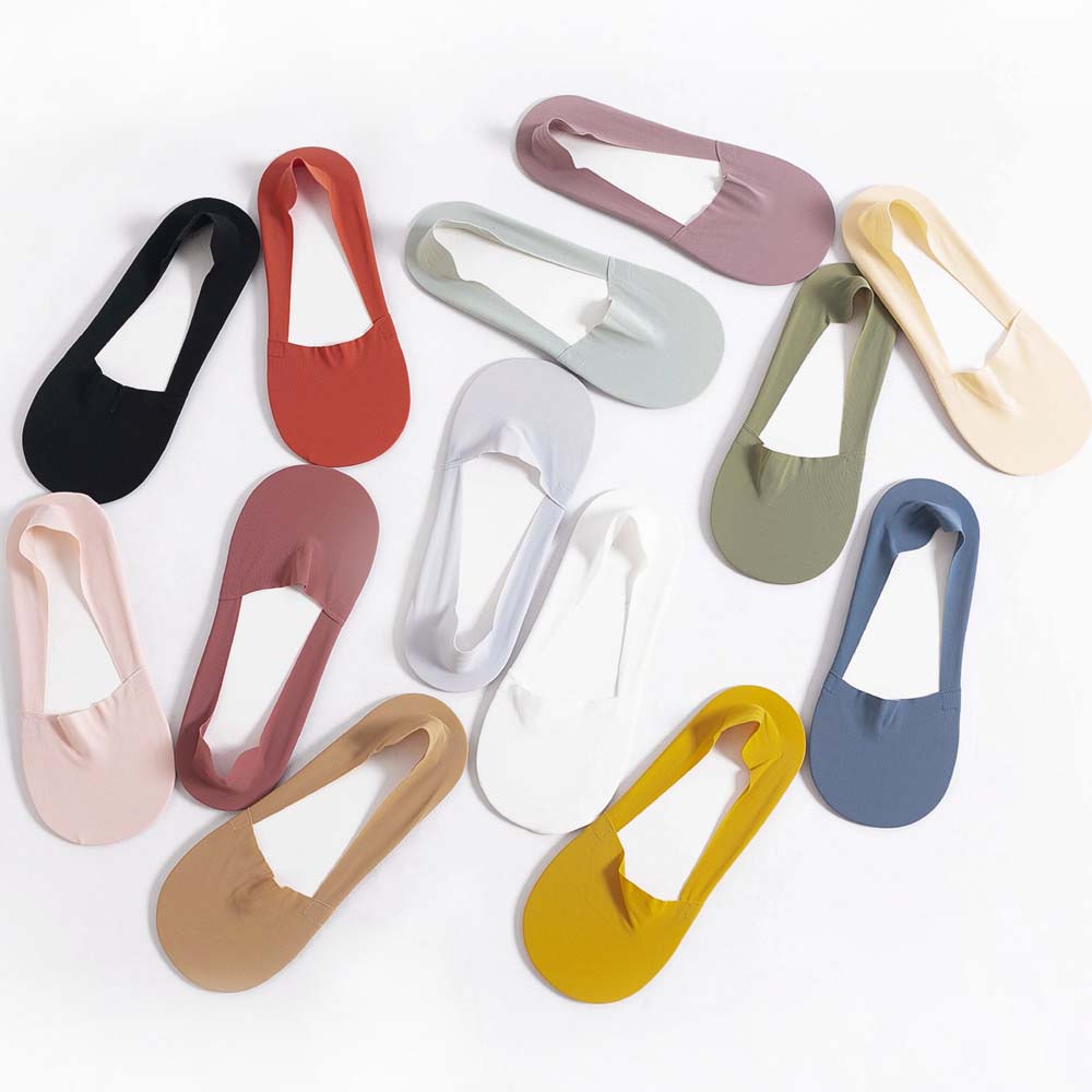 Vớ thuyền không trượt bằng lụa lạnh mỏng nhiều màu sắc thời trang mùa hè cho nữ