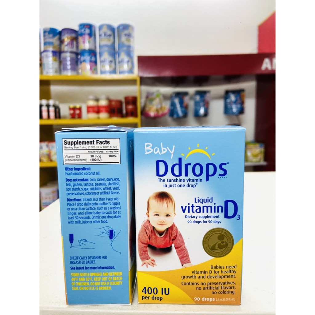 VITAMIN D3 DDROPS MỸ DẠNG NHỎ GIỌT 90 giọt