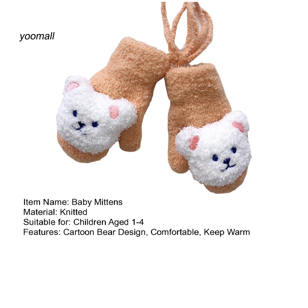 1 Đôi Găng Tay Hình Gấu Hoạt Hình Cho Bé 1-4 Tuổi
