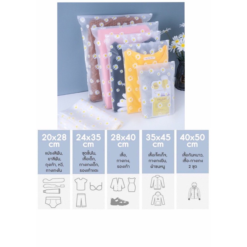 Set 5 Túi zip Đựng Giày Dép / Đồ Dùng Du Lịch Họa Tiết Hoa Cúc Nhỏ Xinh Thiết Kế Mới Tiện Dụng