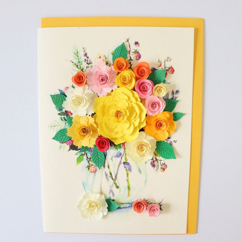 THIỆP HANDMADE, THIỆP HOA NỖI, THIỆP 3D