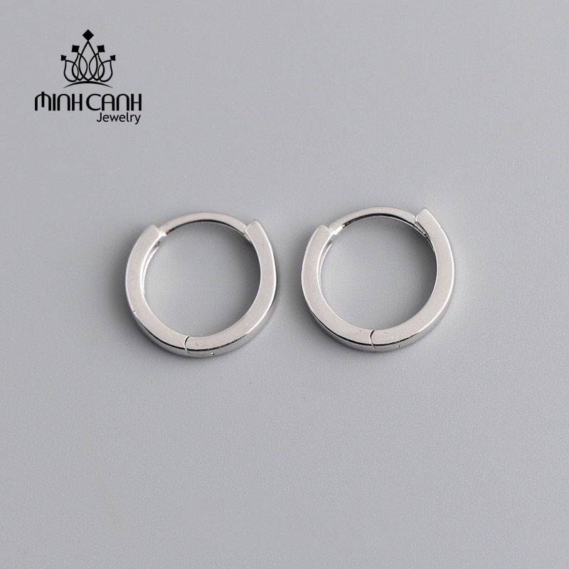 Khuyên Tai Bạc Tròn Khoá Bấm Bản Dày - Minh Canh Jewelry