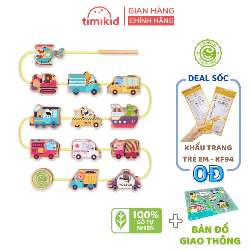 Đồ Chơi Xâu Hạt Giao Thông Xếp Hình Thành Phố Goryeo Baby Bằng Gỗ - Đồ Chơi Giáo Dục Mầm Non Cho Bé - Timikid