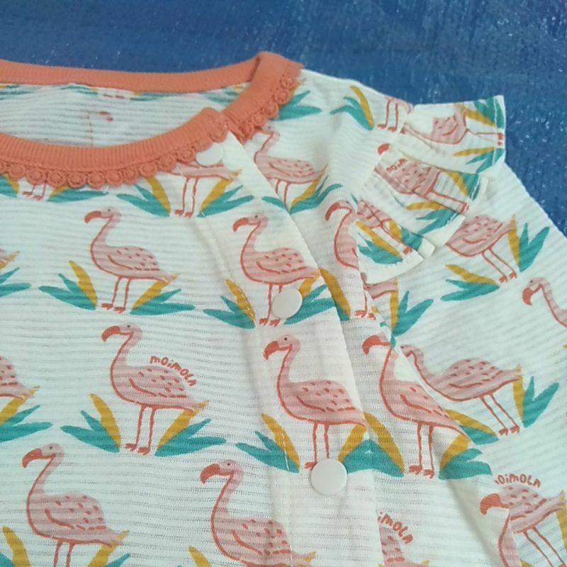 (Sz 80)-Body cotton giấy lửng Moimoln hoạ tiết thiên nga hồng