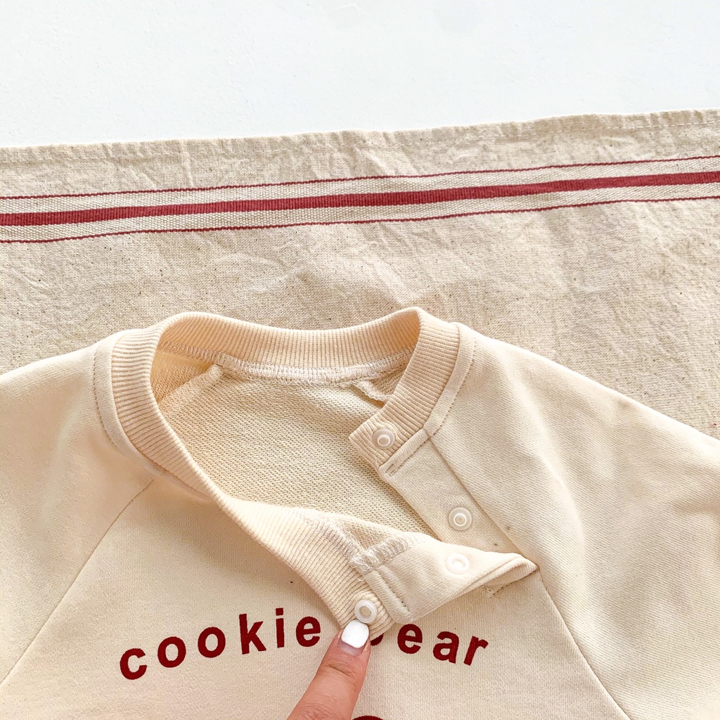 Dễ Thương Bộ Áo Liền Quần Tay Dài In Hình Gấu Hoạt Hình Cho Bé Trai / Gái Sơ Sinh