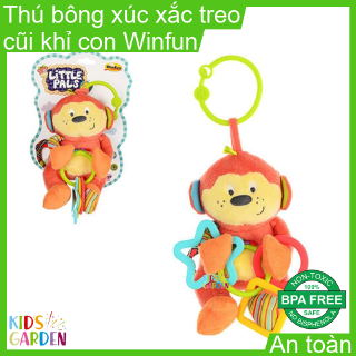 Đồ chơi thú bông cầm tay 000119 (Thú bông xúc xắc treo cũi khỉ con) hiệu Winfun