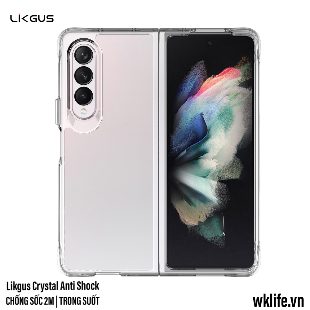 Ốp Lưng Samsung Galaxy Z Fold3 Trong Suốt Likgus Crystal TPU Pro Viền Dẻo Chống Sốc Lưng PC Cứng
