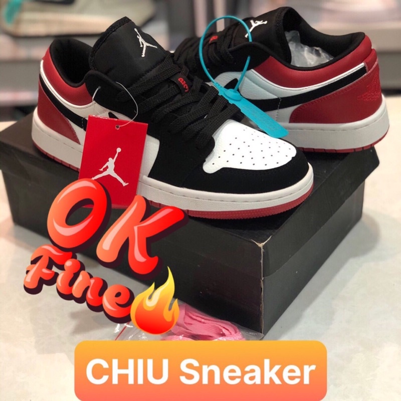 [ CHIU Sneaker ] Giày Sneaker Jordan cổ thấp đen đỏ phiên bản cao cấp giày thể thao jd1 low black toe