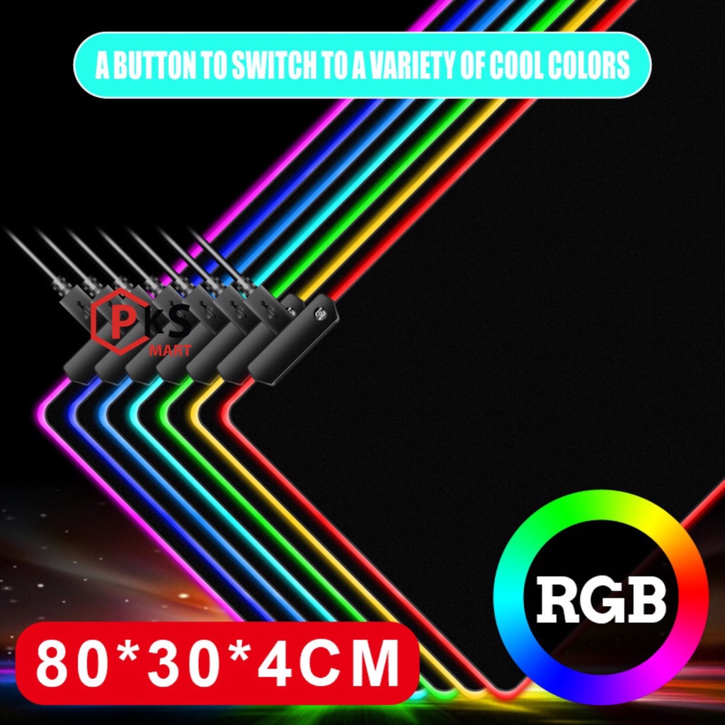 Miếng Lót Chuột LED RGB Và Không LED - Mousepad full Đen size 80x30x0,4cm - 80x30x0,2cm PKSMART