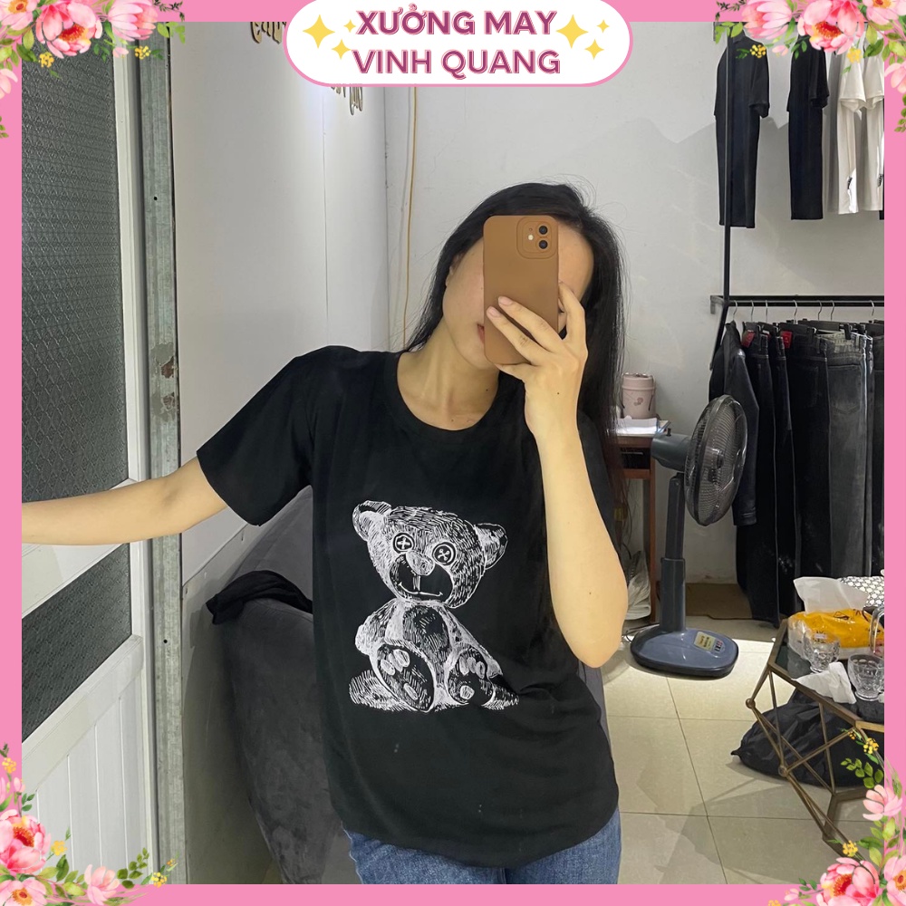 Áo phông nữ ngắn tay thời trang in hình gấu siêu cute,chất liệu cotton | BigBuy360 - bigbuy360.vn