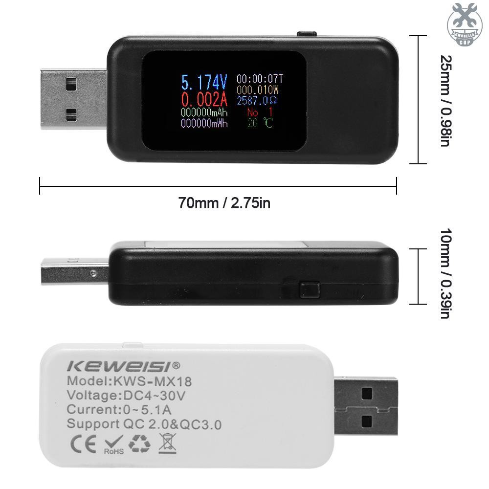 [DEAL SỐC] USB tester / thiết bị đo test dòng điện điện áp màn hình màu KEWEISI KWS-MX18