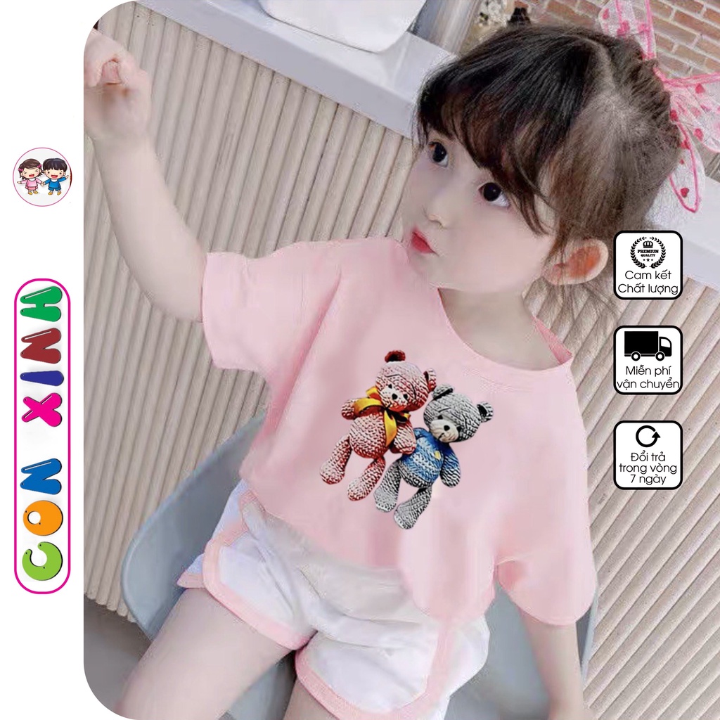 Đồ bộ bé gái Con Xinh cotton hình in dễ thương,thời trang dành cho bé gái từ 4 đên 10 tuổi