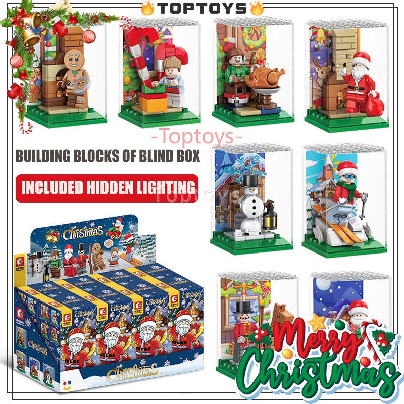 Gạch LEGOKhối Giáng sinh Bộ ông già Noel, Ván trượt tốc độ, Người đàn ông bánh gừng, Đêm quà tặng, Bữa tối Giáng sinh, Kẹp hạt dẻ, Xe trượt tuyết quà tặng, Đèn lồng Người tuyết Sáng tạo Đồ chơi Trẻ em Quà tặng