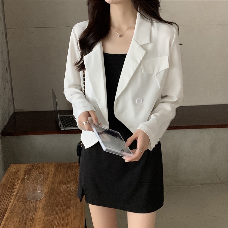 Áo Khoác Vest Croptop Chất Trượt Cao Cấp