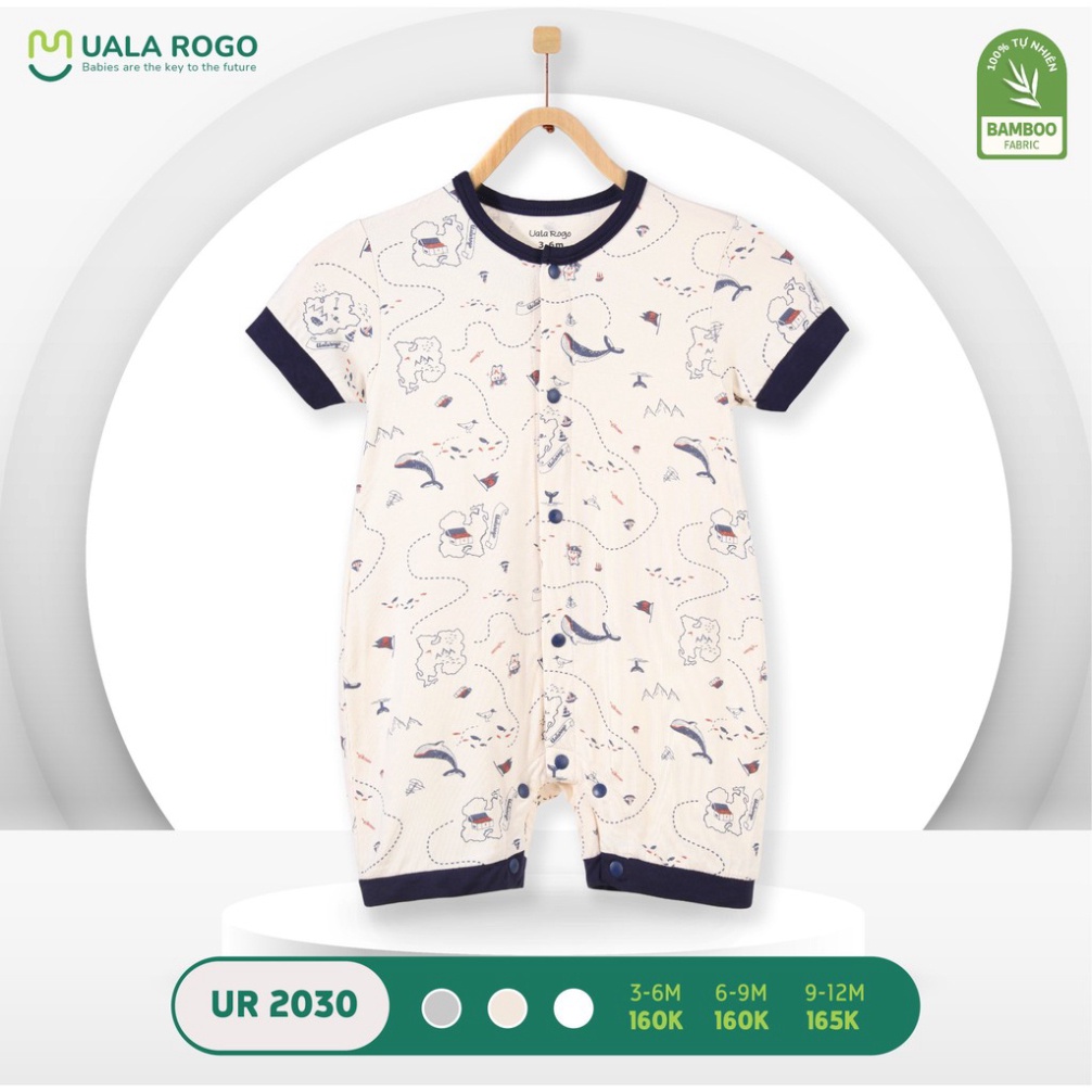 Bộ Body cộc tay cài giữa hãng Uala Rogo vải sợi tre
