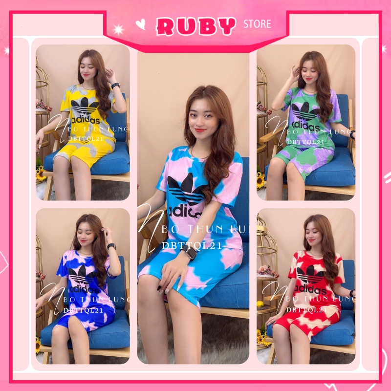 Đồ bộ thể thao nữ mặc nhà mẫu pha loang Free Size Dưới 47KG chất thun mềm mịn ❤ Rubystorevn