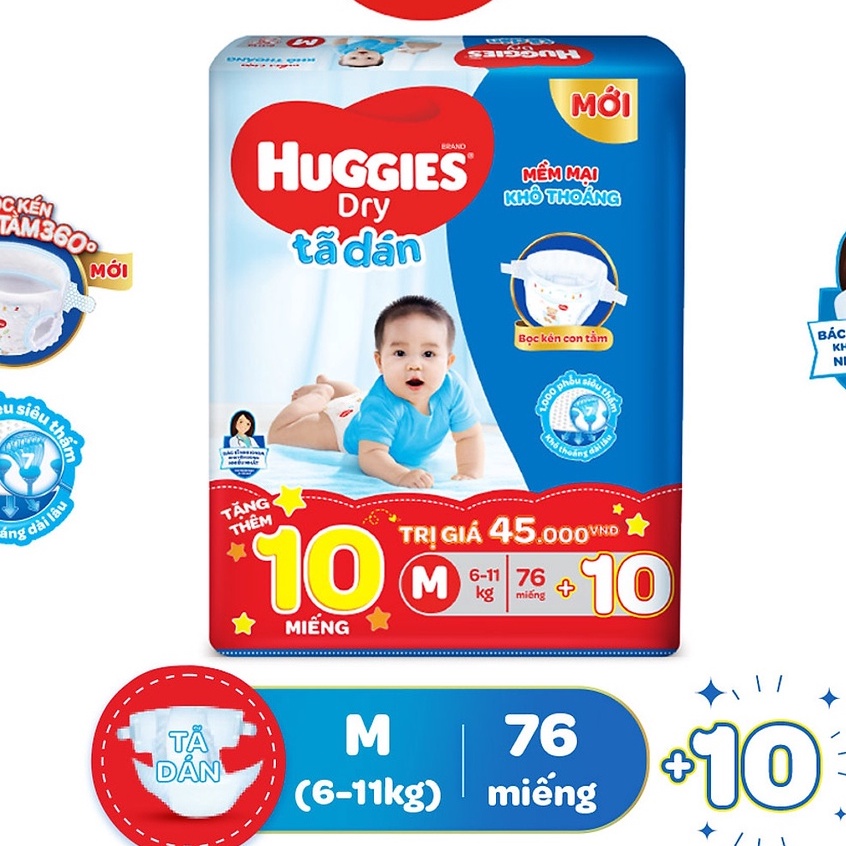 Tã dán HUGGIES M76 tặng 10