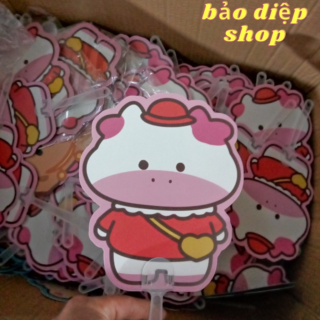 Quạt cầm tay mini bằng nhựa với họa tiết hình hoạt hình siêu cute