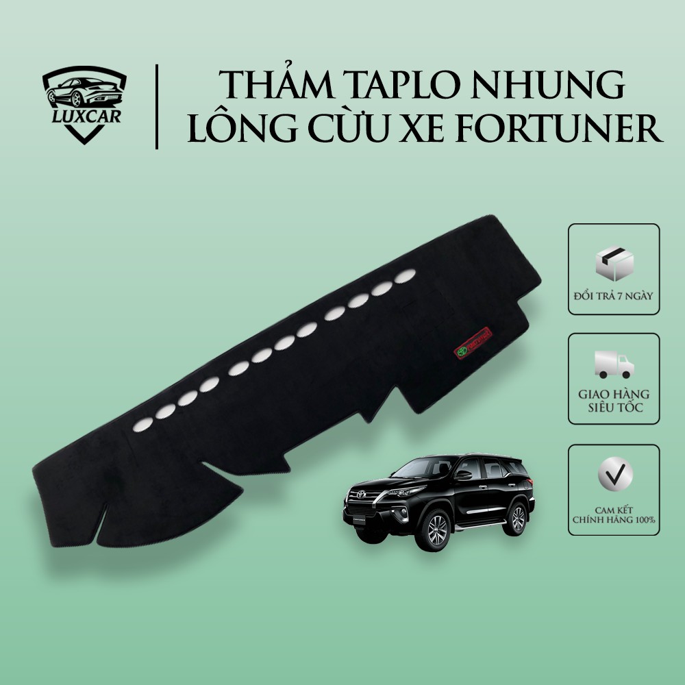 Thảm taplo nhung lông cừu LUXCAR xe FORTUNER 2006-2020 | Đế cao su cao cấp chống nóng,chống trượt