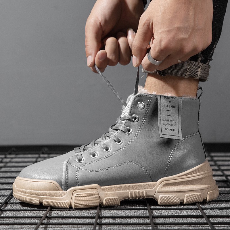Giày Bốt Da Cổ Cao Lót Cotton Giữ Ấm Thời Trang Mùa Thu Cho Nam 2021 | BigBuy360 - bigbuy360.vn