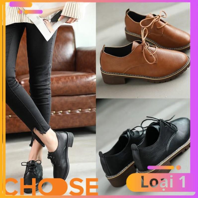 Giày Nữ OXFORD Mọi Gót Cao Choose Cột Dây Viền Đá Lấp Lánh Mẫu Hot 2018-2019 G23K5