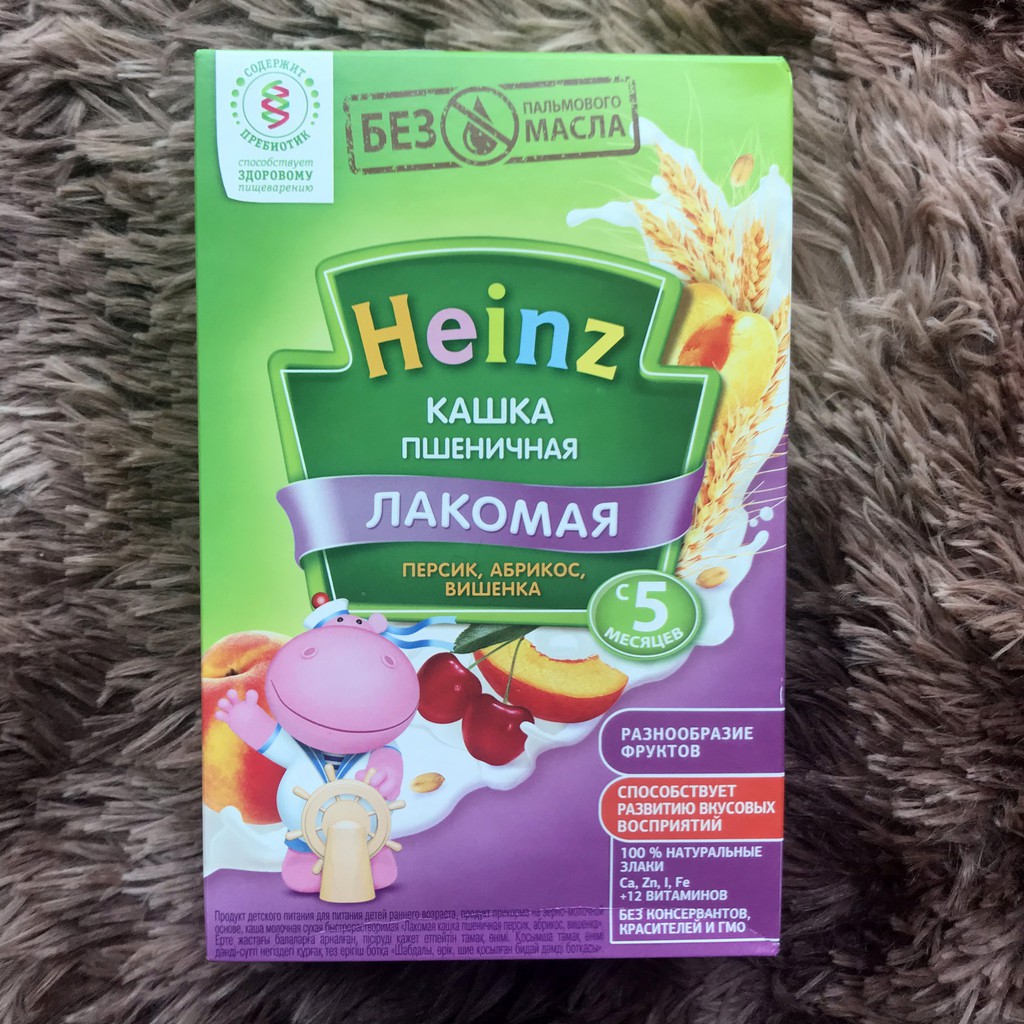 Bột ăn dặm Heinz Nga 5m vị táo, đào, cherry