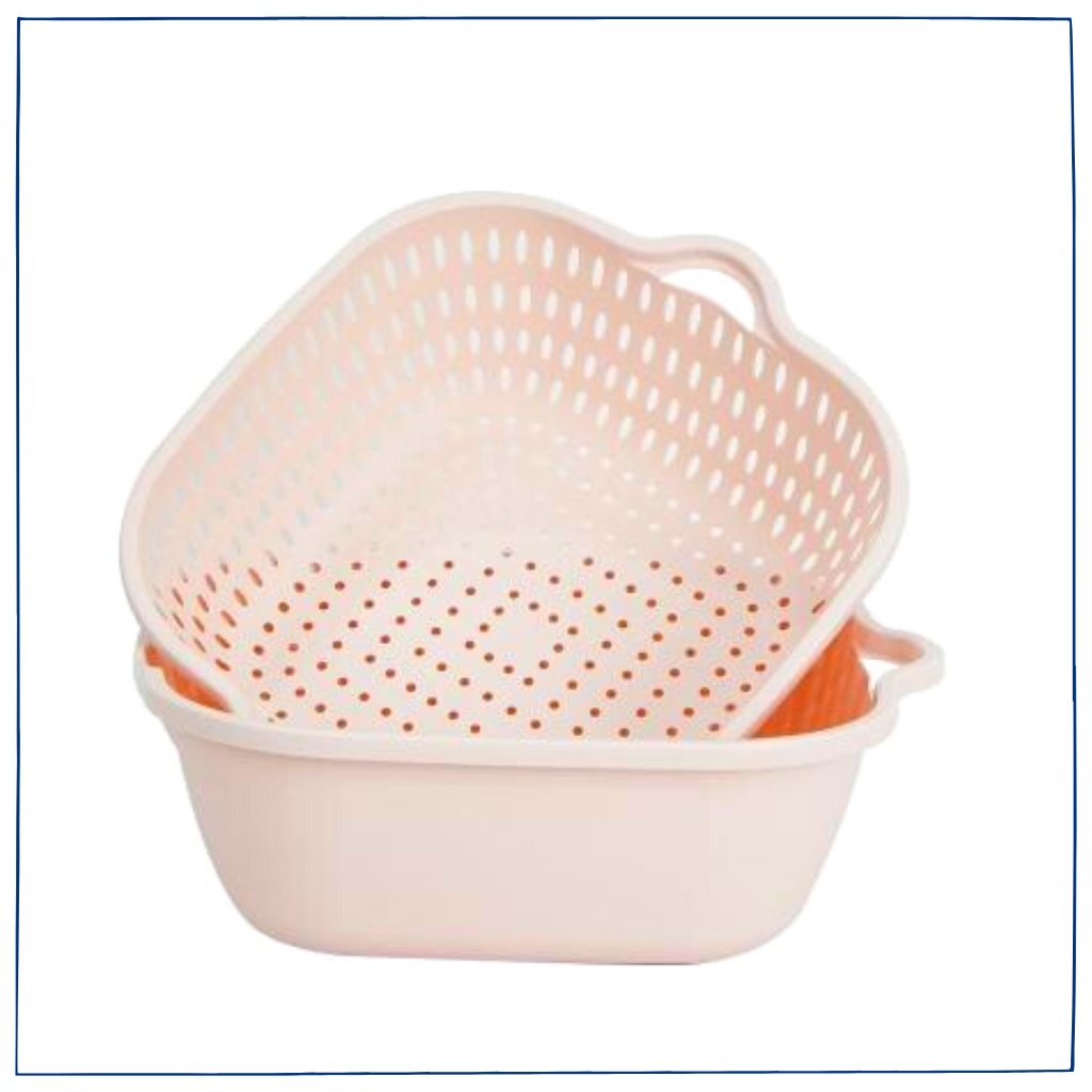Bộ Thau Rổ Nhựa Vuông 6 Món Việt Nhật- MUA 1 ĐƯỢC 6 chậu rổ - Set 3 Rổ 3 Chậu Việt Nhật Dày Dặn Nhựa Cao Cấp