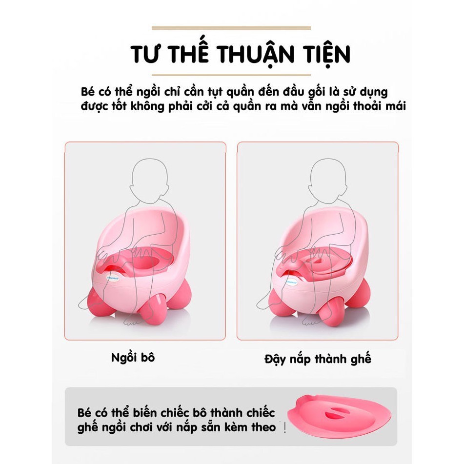 [Haobaby shop] Bô cho bé đi vệ sinh Kiu Kiu Holla có tựa lưng - ghế bô cho bé gái, bé trai (bô ngồi trẻ em)