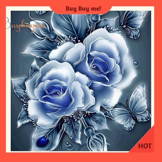 Tranh chữ thập tự làm đính đá hình hoa hồng 5D trang trí nội thất sang trọng lịch sự