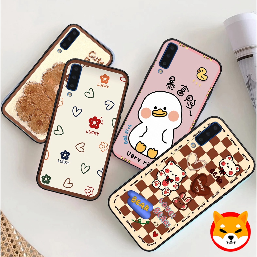 Ốp Samsung A7 2018 / A9 2018 in hình gấu , trái tim , vịt cute duck dễ thương