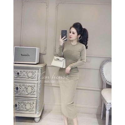 Váy len tăm body thêu tay hottrend