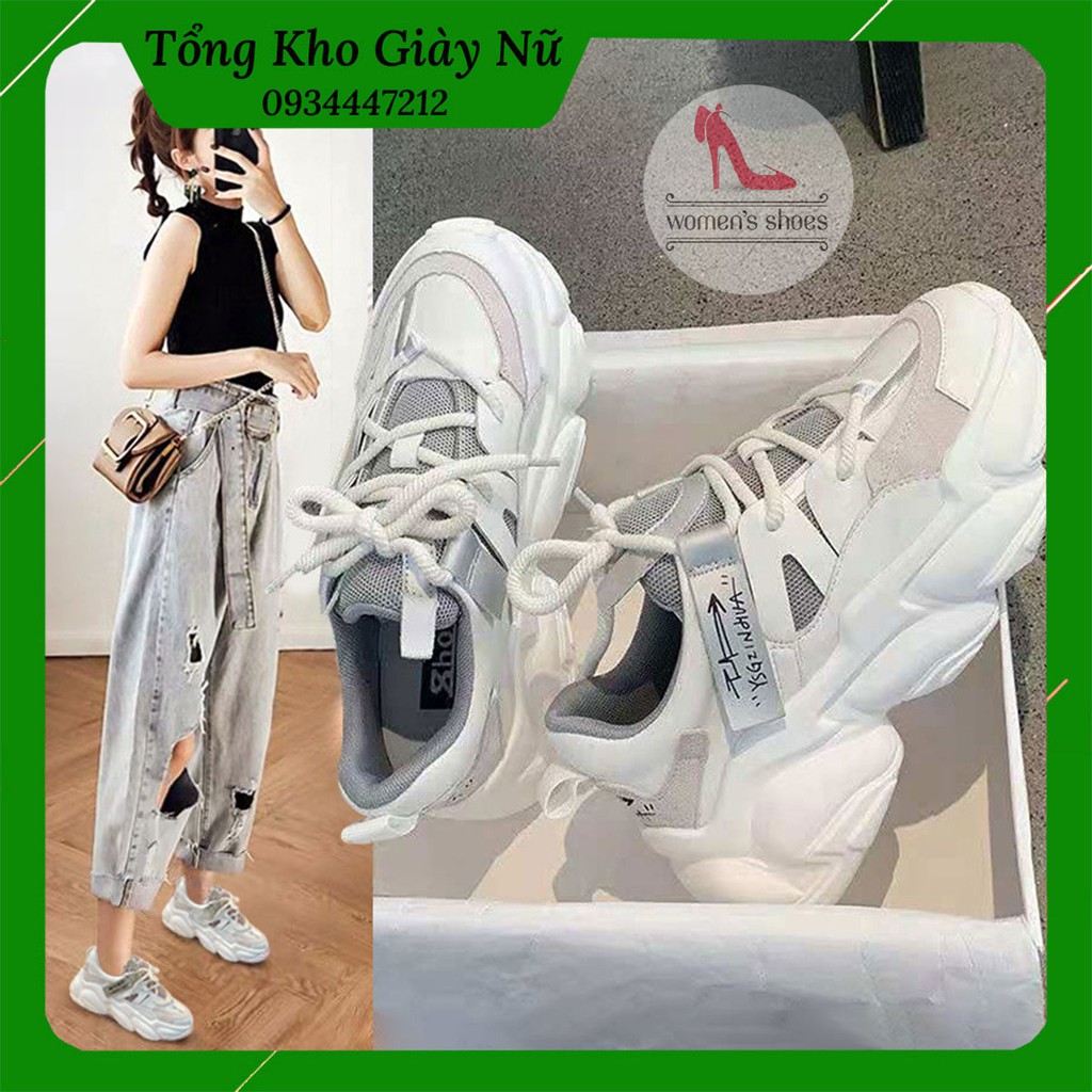 Giày Thể Thao Sneaker Nữ Đế Sóng 2 Dây Kép Độn 4p Phong Cách Hàn