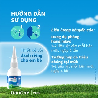 Bộ 2 chai dung dịch xịt vệ sinh mũi cho trẻ em claricare nhập khẩu - ảnh sản phẩm 3