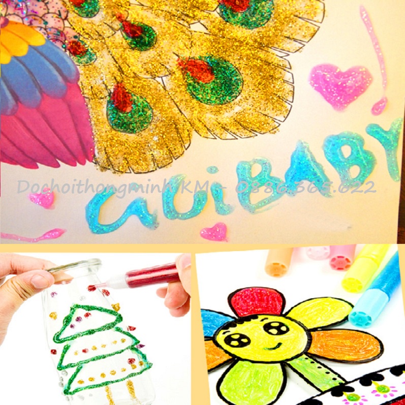 Bút nhũ, Keo long lanh trang trí thiệp Glitter glue