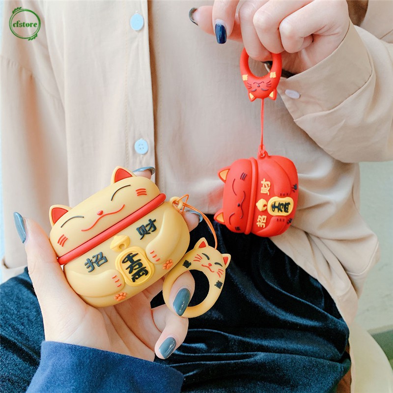 Vỏ bọc hộp sạc Airpods Pro kiểu chú mèo thần tài