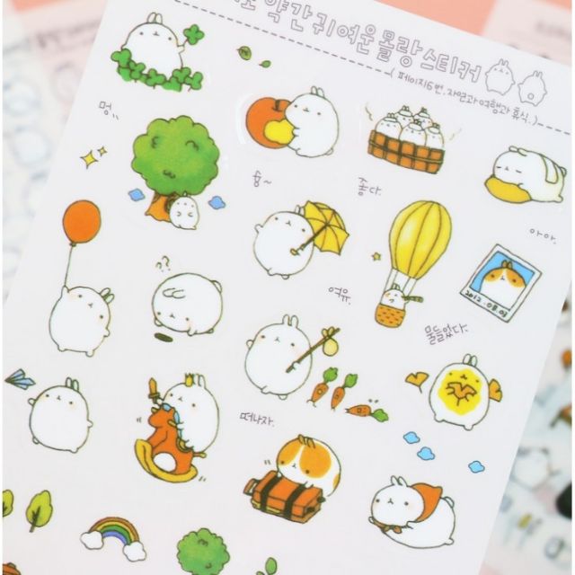 Set 6 tấm sticker molang trang trí SML03