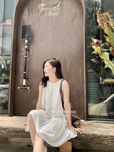 Đầm nữ đẹp dáng suông trắng cổ tròn TNT – Váy suông đuôi cá kiểu babydoll trắng chất xốp thoáng nhẹ | BigBuy360 - bigbuy360.vn