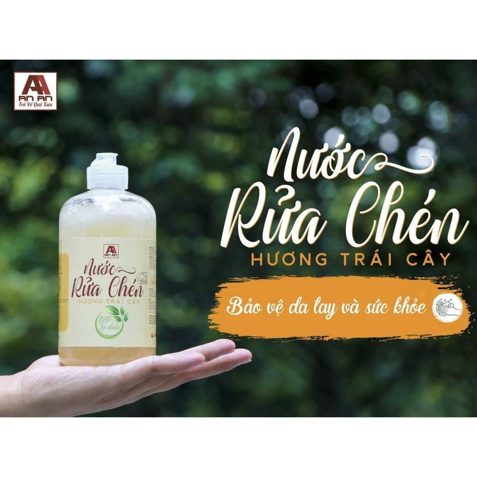 Nước rửa chén bát hữu cơ bồ hòn, Nước Rửa Bát  500ml, không chất tẩy rửa an toàn mọi da tay